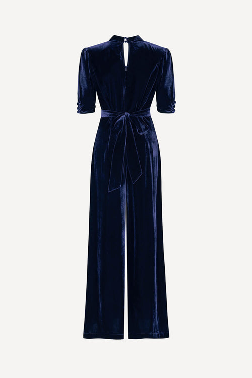 Alana jumpsuit in midnight blue velvet