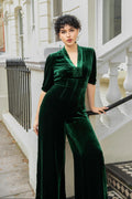Green Silk Velvet Jumpsuit