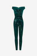 Femme totale sequin jumpsuit in emerald